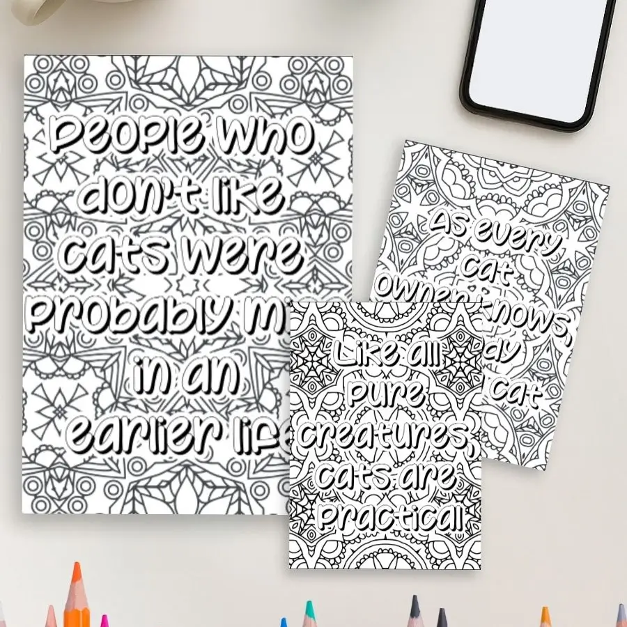 Catitude & Calm – 25 Mandala Cat Quote Pages - Image 2