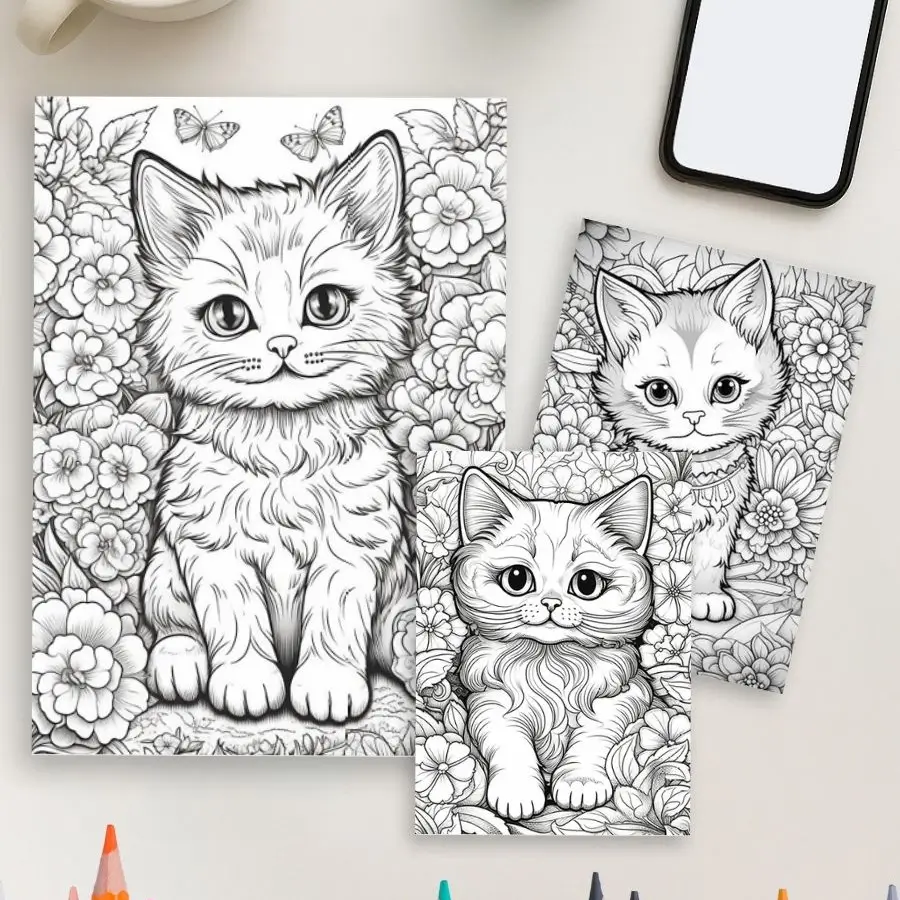 Mini Meows – 70 Cute Small Cat Coloring Pages - Image 2